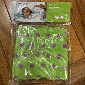Speedo Basic Armband Kids 2-12 Inflatable Heavy Duty NEW Green Purple Polka Dots